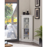 Corner Storage Accent Cabinet with Glass Door