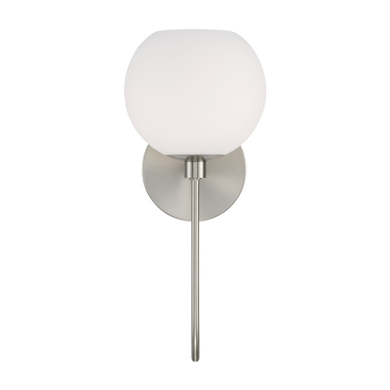 Ansley Brushed Nickel Wall Sconce with Soft White Glass Globe