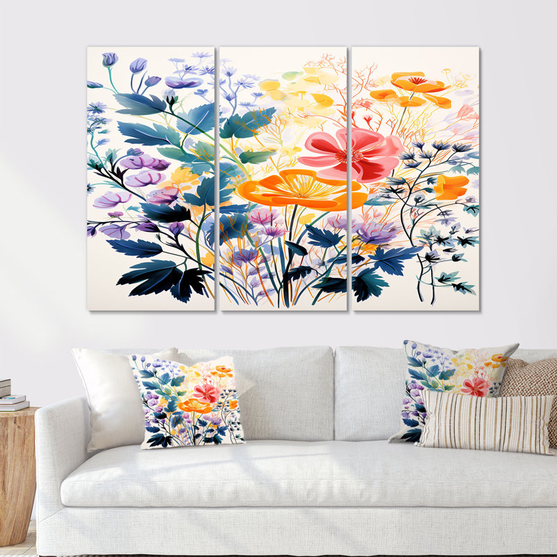 Lorinda - Ensemble d'impressions murales Buttercups, Toile tendue, H 32 po x l 48 po x P 1 po