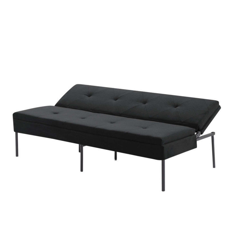 Canapé-lit futon 3 places, canapé-lit pliant simple, structure en métal robuste, polyester doux pour la peau, dossier réglable, convertible pour les petits espaces