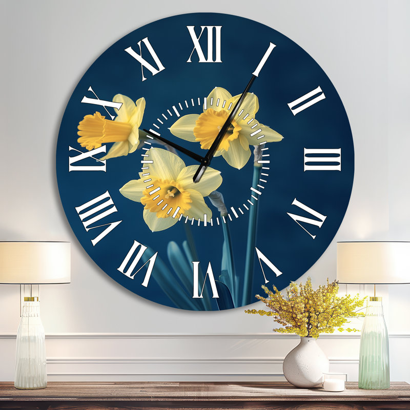 Horloge murale Moody Daffodils Contrast, Surdimensionné