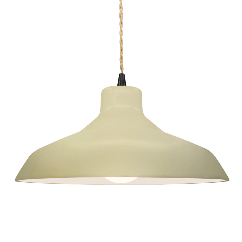 Fallon - Light Dome Pendant, 7.5" H x 15.5" W x 15.5" D, Gloss Vanilla, Matte Black