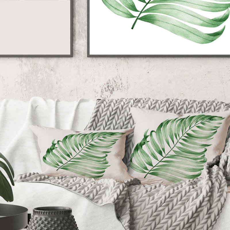 Rectangle, feuille tropicale de Monstera II - coussin décoratif imprimé maison de campagne