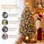 Pre Lit Snow Flocked Pencil Christmas Tree, Small Christmas Tree, Xmas Tree with Warm White Lights, 8 Light Modes, with pine cones and berries for Home and Office Decor-606942364-606942365