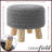 Cotton Pouf Ottoman Footstool 13 Round x 11H, Boho Accent Footrest, Light Gray-116473989