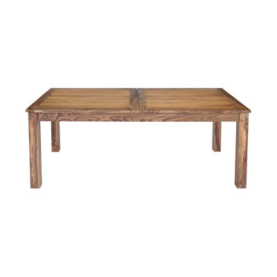 Haboon 80 " Extendable Sheesham Rectangular Solid Wood Top with Solid Wood Base Dining Table