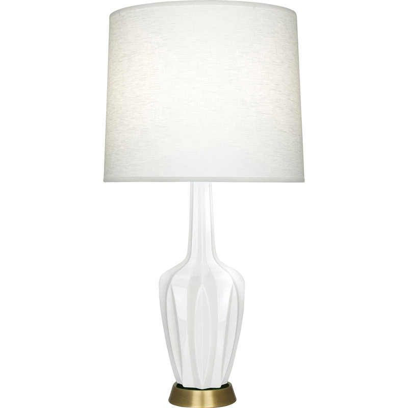 Petite lampe d'appoint Emma, H 34,25 po x l 7,38 po x P 15 po, Lis glacé, Céramique / métal