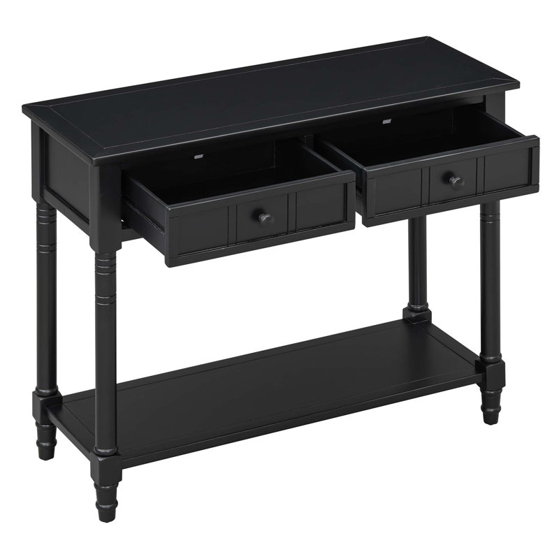 Console Daisy Series avec deux tiroirs et une tablette inférieure, conception traditionnelle pour une décoration polyvalente