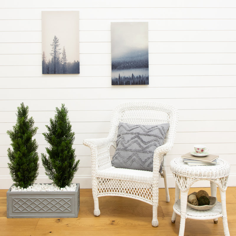 Artificial Cedar Pine Tree UV Resistant (Indoor/Outdoor) - Set of 2, 36" H x 12" W x 12" D