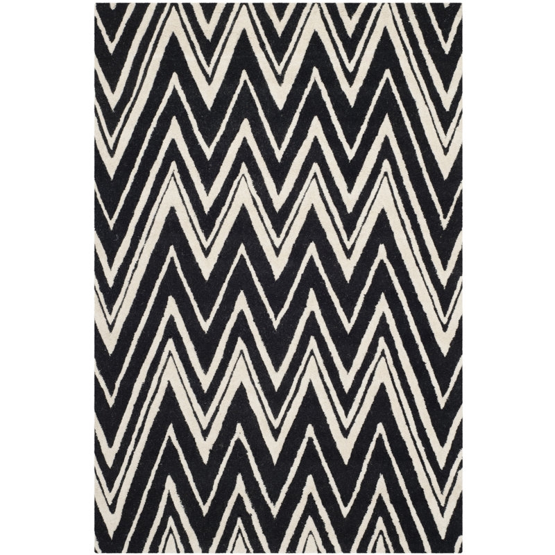 Sanyla Hand Tufted Wool Chevron Rug, Rectangle 4' x 6'