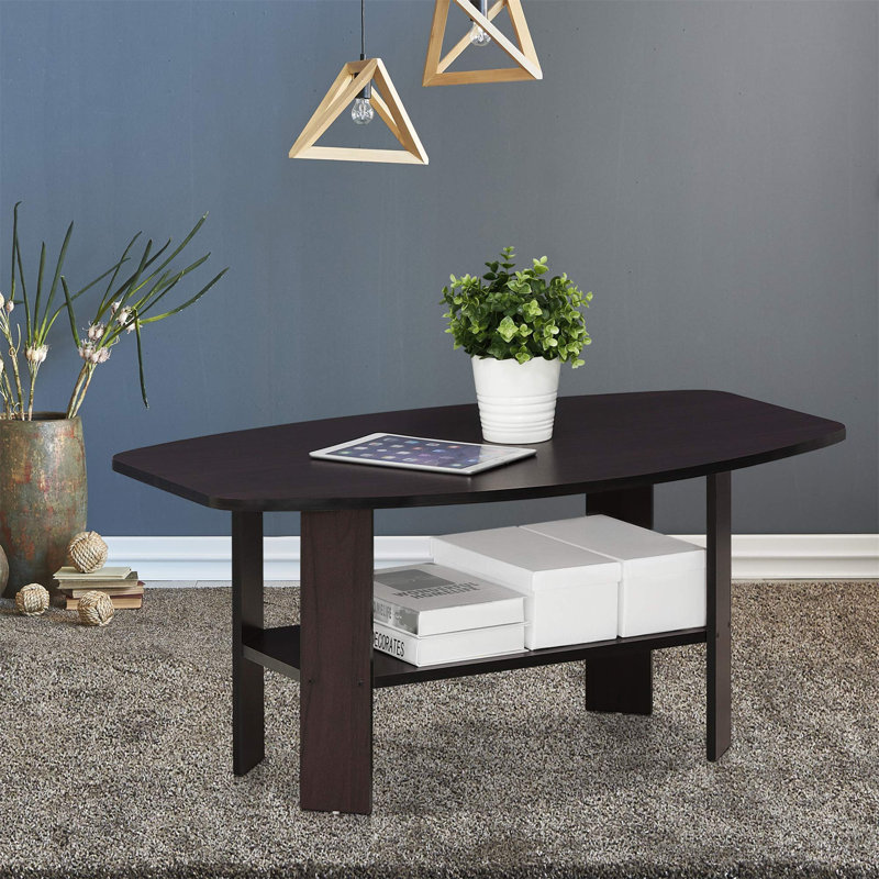 Table basse avec rangement Sarwan, Noyer foncé, Noyer foncé