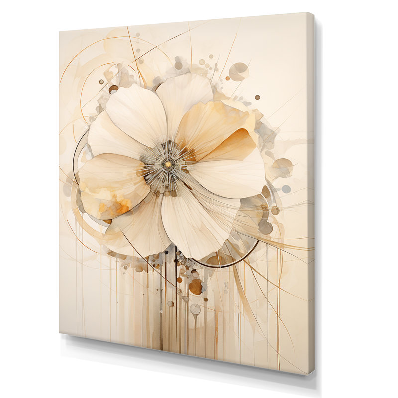 Luxurious Beige Morning Glory Flower Canvas Print, 32" x 16"