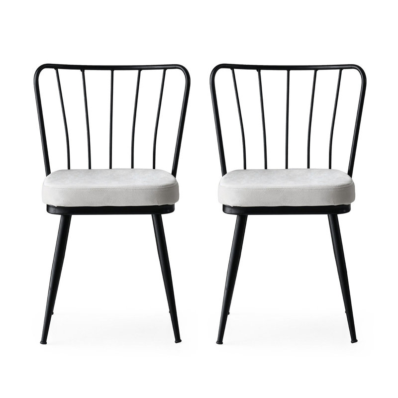 Modern Industrial Chair Set (2 Pieces), Black Velvet Fabric & Metal Frame, 16.9 x 32.3 x 16.5 inches | 100% Metal Back, 50.0 cm Seat Height, 385 lbs Bearing Capacity | Stylish for Dining, Office & Living Spaces