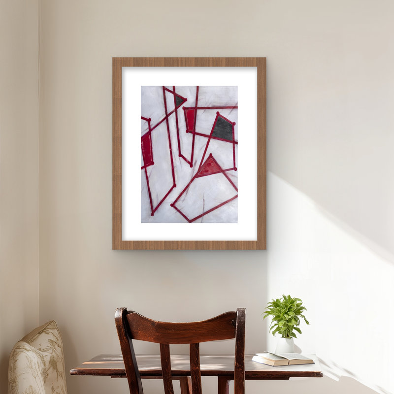 Red Red Outles Shapes - Reproduction encadrée abstraite contemporaine, Brun, H 20 po x l 16 po