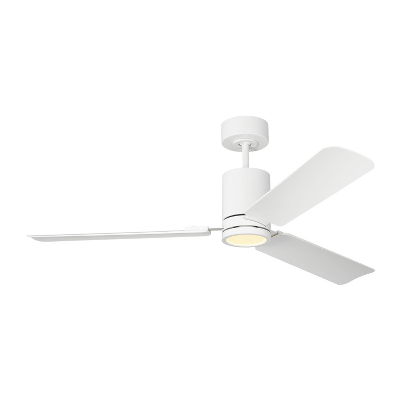 Visual Comfort Fan Cleancut Smart 54 LED Indoor Ceiling Fan with Threaded Downrod, Matte White ABS blades and Handheld Remote