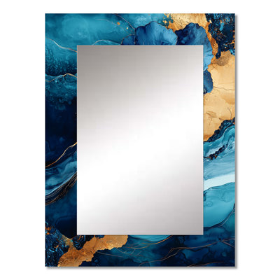 Buttercups Flowers And Safire Crystal Energy I - Buttercups Mirror, Traditional Decorative Wall Mirror, Printed Metal Art