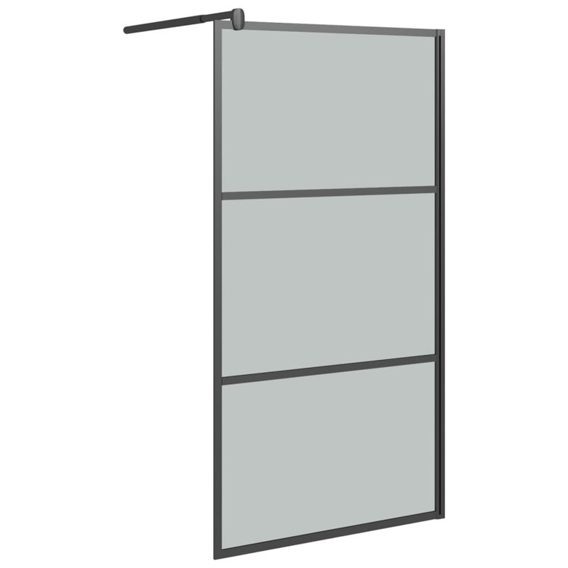 VidaXL Walk-in Shower Wall with Whole Frosted ESG Glass 39.4" x 76.8", Black, Dark Black