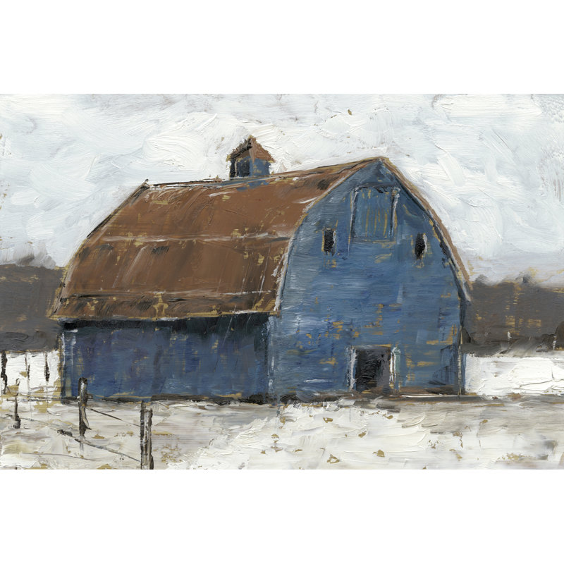 " Blue Barn I " by Ethan Harper, 12" H x 18" W, Wrapped Canvas, No Frame