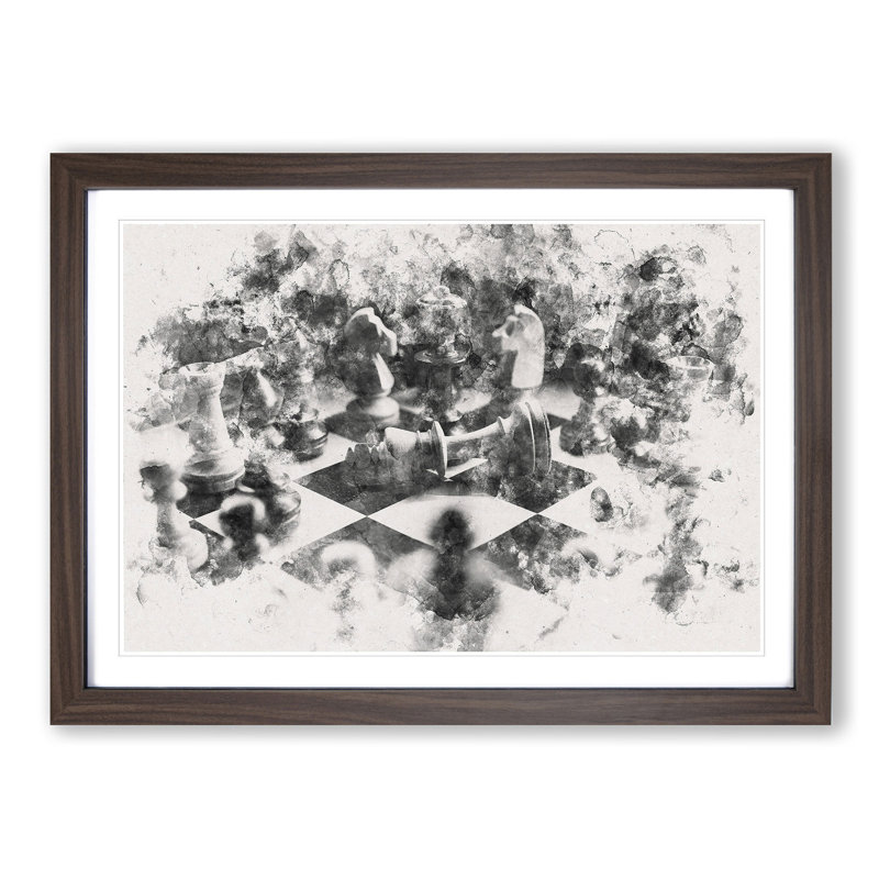 Chess Checkmate - Picture Frame Painting Print, 36cm H x 48cm W x 2cm D, Walnut Framed