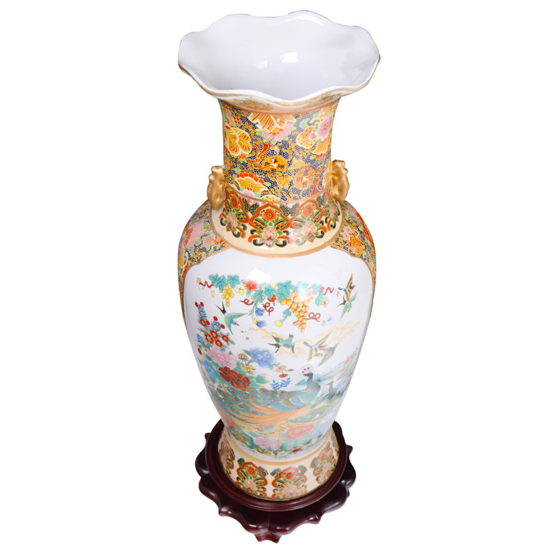 Japanese Satsuma Fluted Vase with Handles