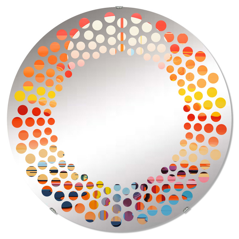 De Stijl Geyser Horizon III - Miroir mural à pois - MIR113193-Rond, 23,6 po x 23,6 po