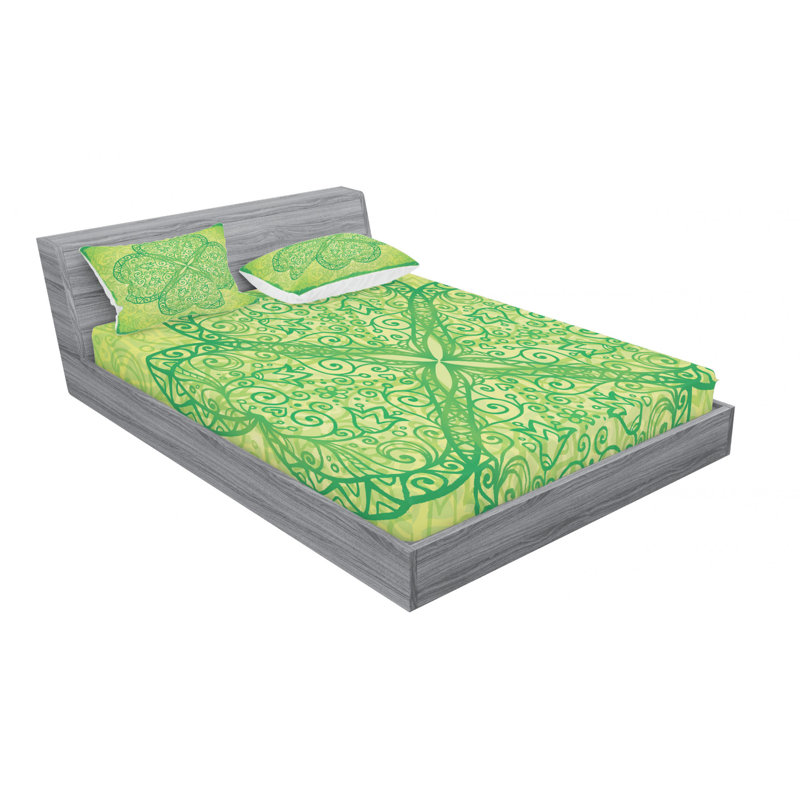Microfiber Floral Sheet Set, Queen Sheet Set with Fitted Sheet