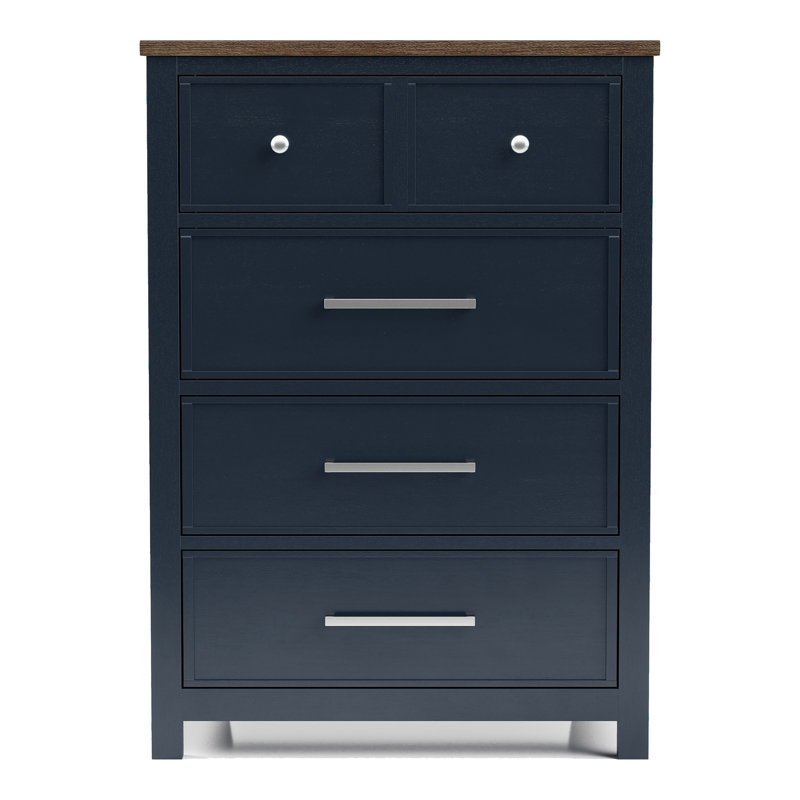 Commode 4 tiroirs Lonegan, Bleu; brun