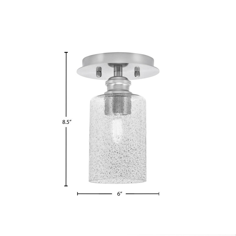 Edge 1 Light Semi-Flush With 4" Smoke Bubble Glass, Brushed Nickel