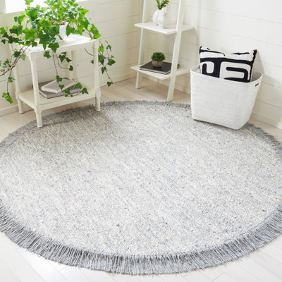 Tapis gris / ivoire en laine tissé à la main et à plat