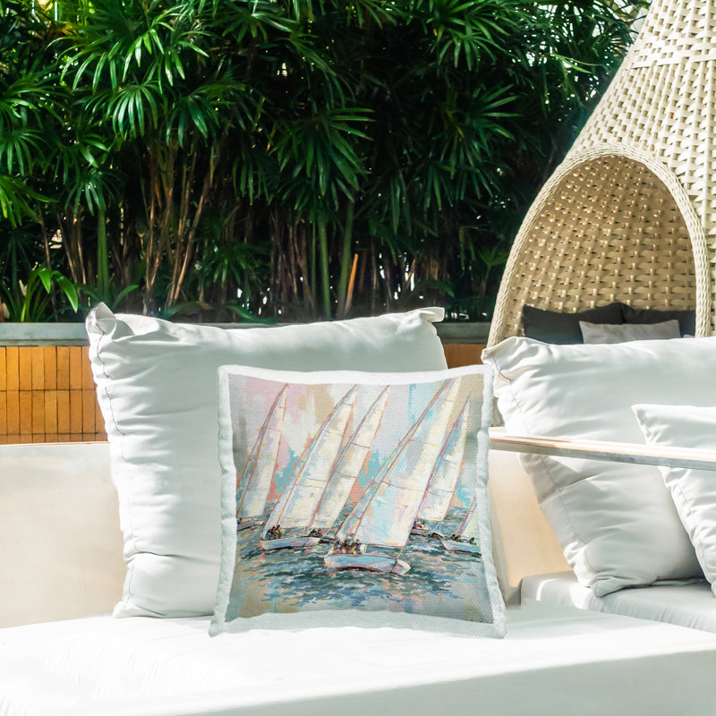 Sailing the Cooper River Outdoor Printed Pillow, design by Linda Sperruzzi