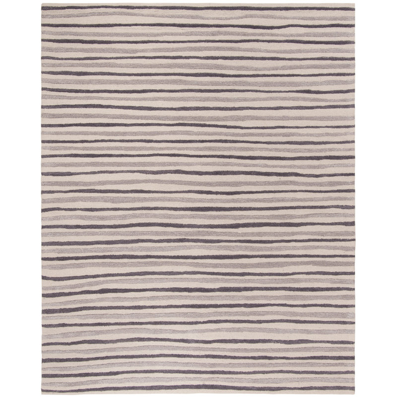 Schmier Martha Stewart Hand Tufted Wool/Viscose Striped Rug in Tilled Soil Brown, Rectangle 8' x 10'