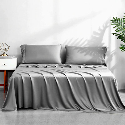 Rayon From Bamboo Cool Twin Size Grey Sheets - Luxury Hotel Sheet Set for Twin Size Bed, Super Soft & Breathable Bedding with Deep Pockets - 100% Rayon From Bamboo Cooling Sheets