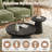 Round Nesting Coffee Table Set of 2, Cocktail Tables with Radial Wood Grain and Sturdy Pedestal Base, Fully Assembled-628864659
