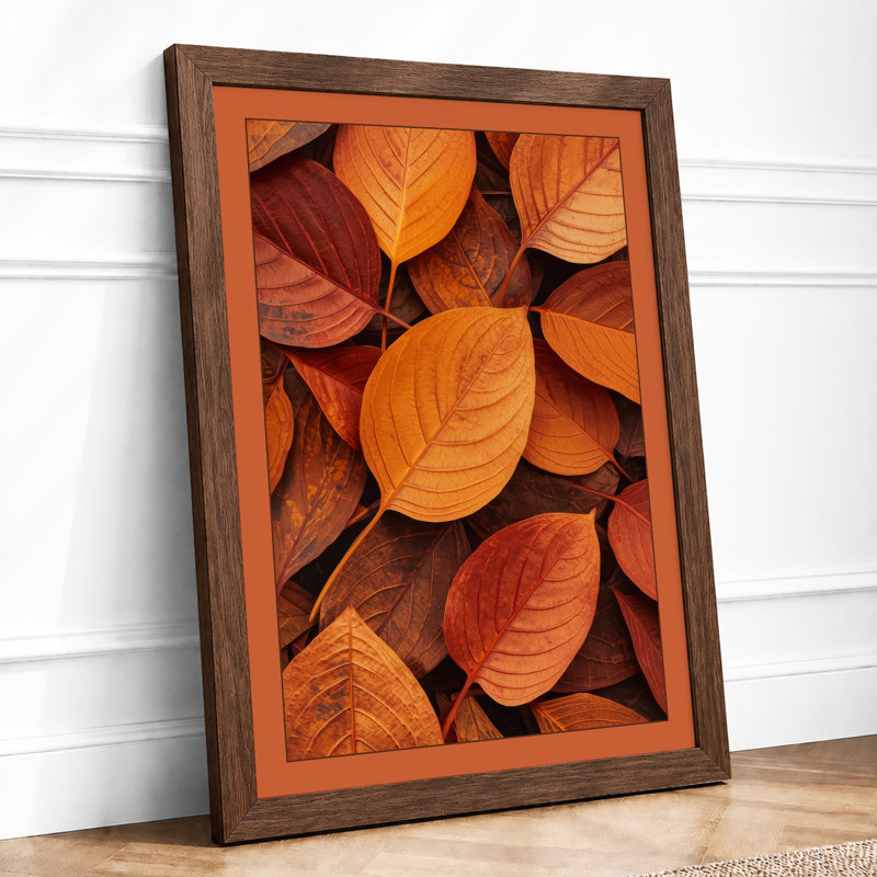 Autumn Leaf Study Botanical - Framed Print, A4 - 29.7 x 21.0 cm, Walnut