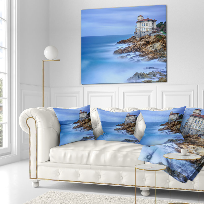 Coussin de mer italien de mer seascape magnifique, 16 po x 1 po, Coussin décoratif