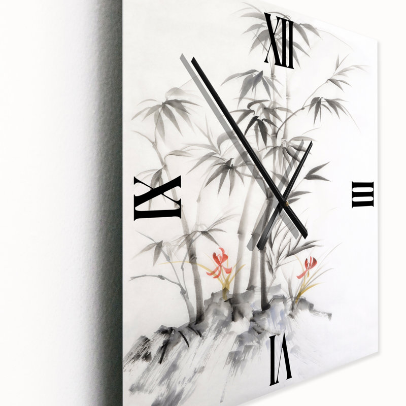 Horloge murale monochrome en bambou III, Moyen
