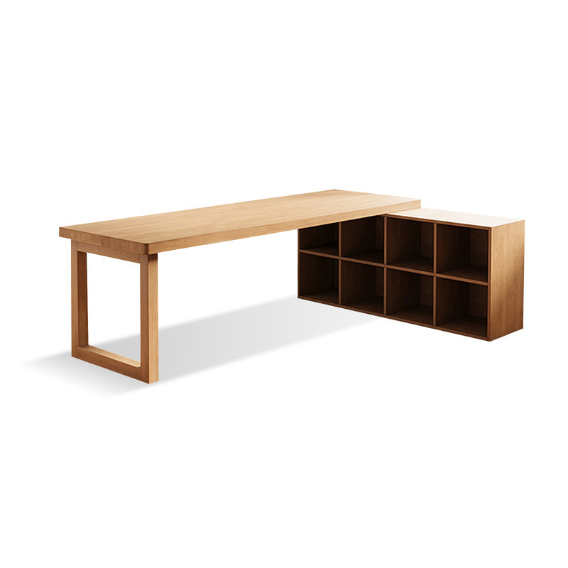 Bureau en bois massif en L Burlywood, H 29,53 po x l 78,74 po x P 55,12 po, Retour à droite