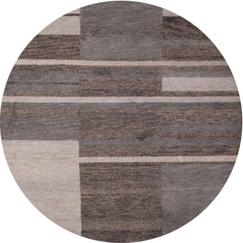 Tapis contemporain gris / brun, Rond 3 pi
