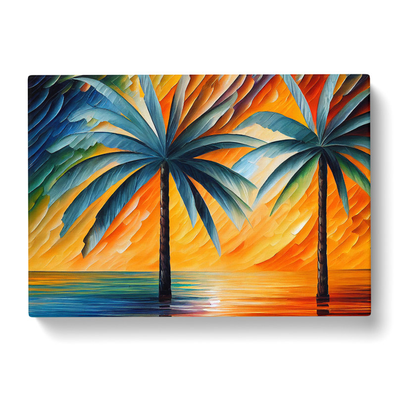 Palm Tree Painting Vol.6 Abstract - Wrapped Canvas Graphic Art, 50cm H x 76cm W x 3cm D