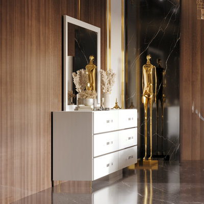 Commode horizontale en bois avec miroir Alyviah