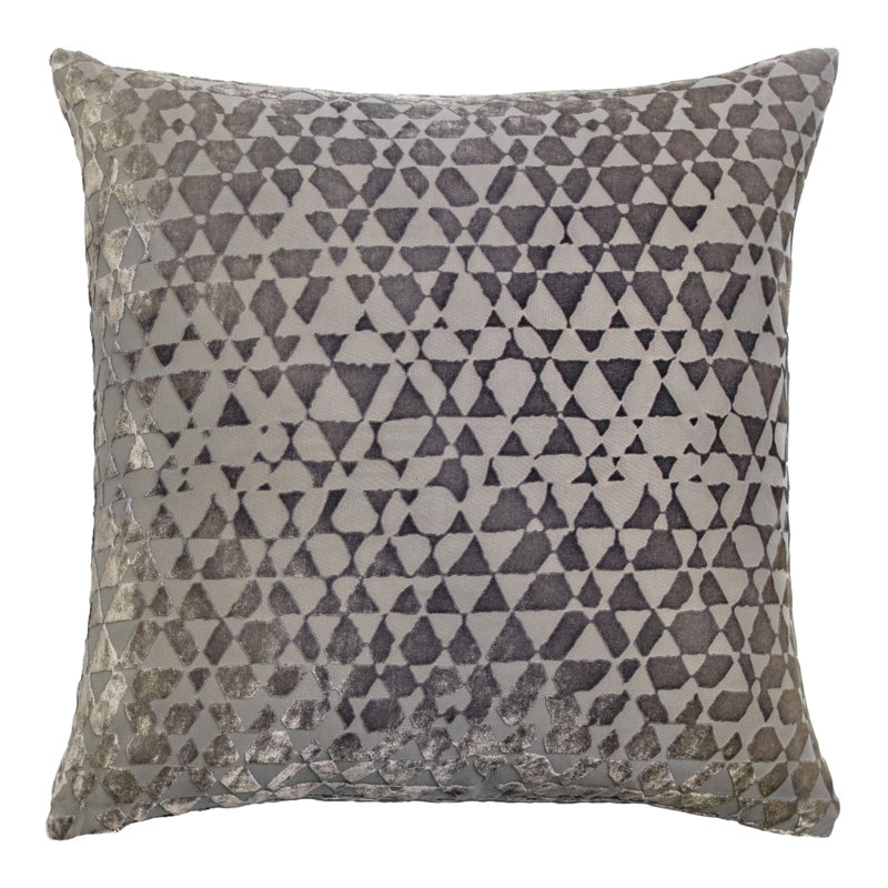 Triangles Square Velvet Pillow Cover & Insert, 18" x 18", Peacock