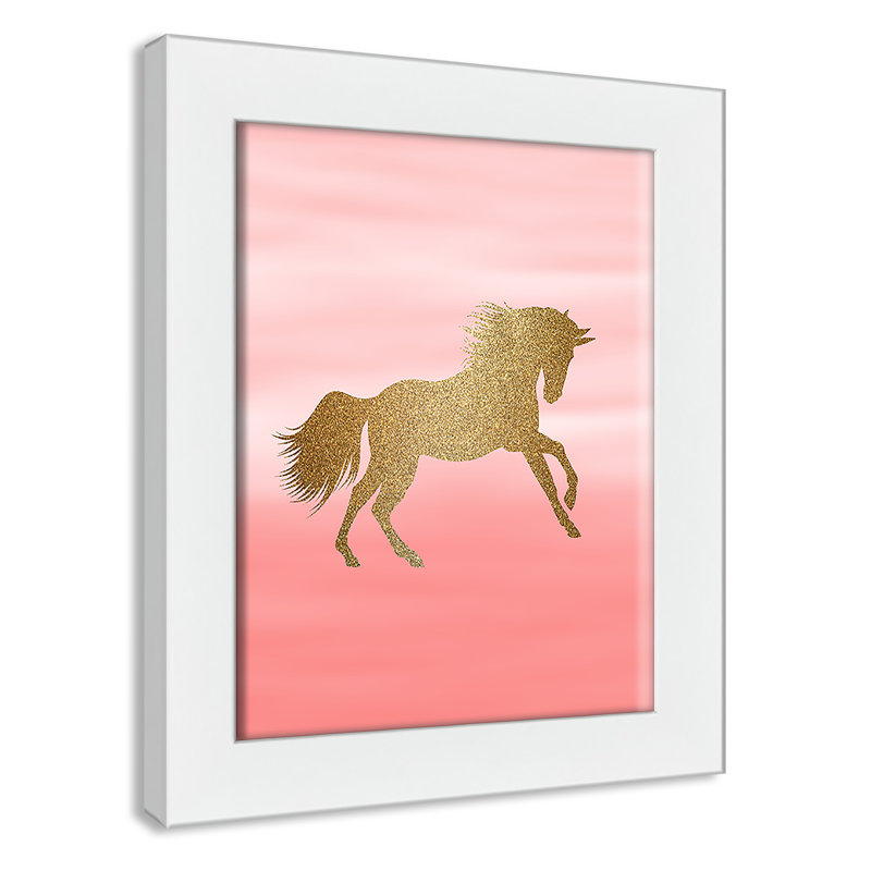 Art encadré ombré rose 1 ', H 10 po x l 8 po x P 0,6 po, Cadre blanc