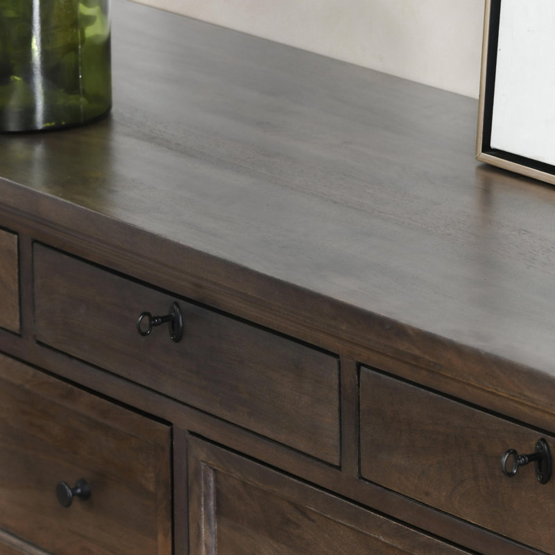 Adelaide Nine-drawer Mango Wood Dresser In Cocoa Brown, Dark Brown