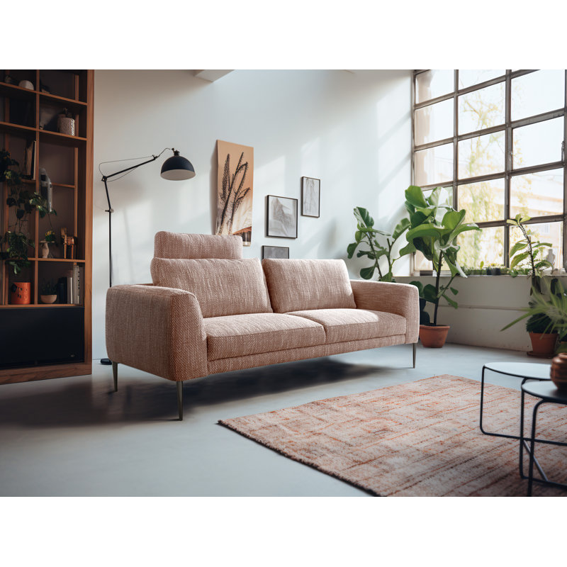 Boucle Sofa, White/Red/Orange, 3