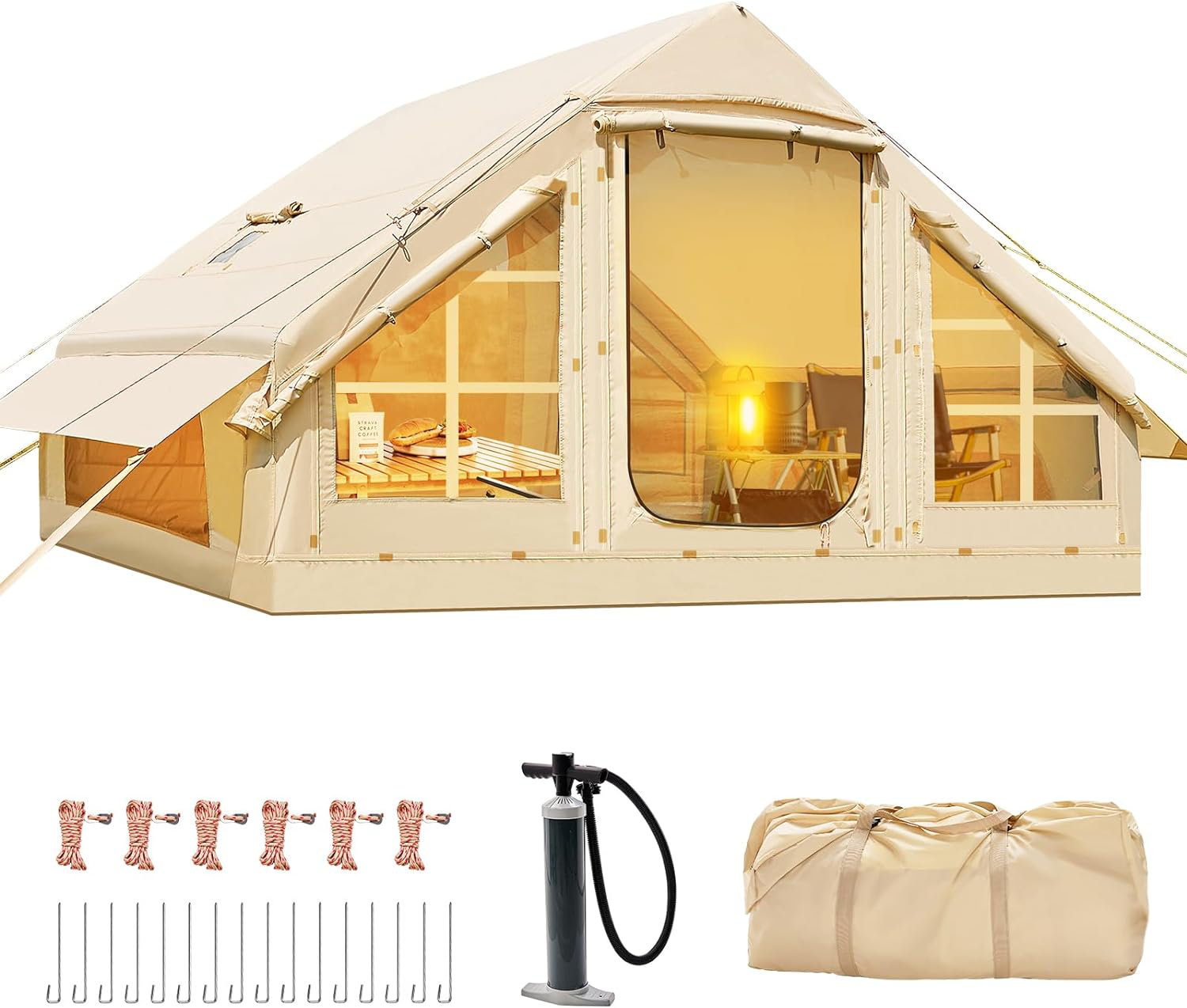 ShangQuan WuLiu Tente gonflable avec pompe, tentes Glamping pour 4 à 6 ...