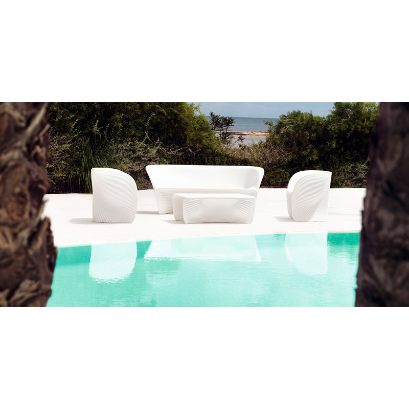 Biophilia 74.75" Wide Patio Sofa, Plastic Basic White