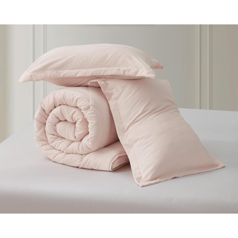 Blush Pink Twin XL Reversible Down Alternative Microfiber Comforter Set