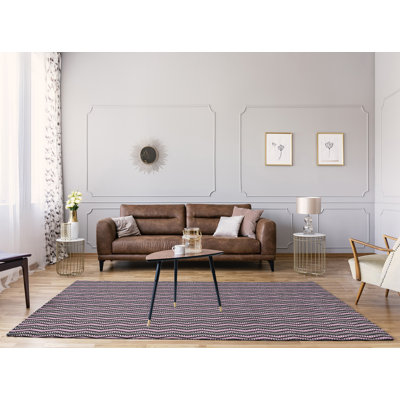 Tapis rose/gris clair à chevrons ondulés