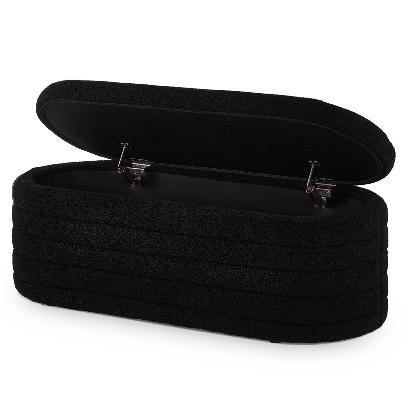 Banc ovale rembourré avec rangement - Améliore la pratique du compartiment caché moderne, Noir