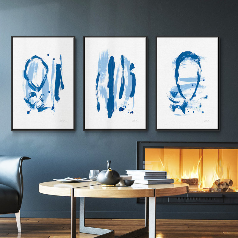 «Blue Breeze IV», ensemble de 3 reproductions de photos sur toiles, Noir, H 36 po x l 72 po